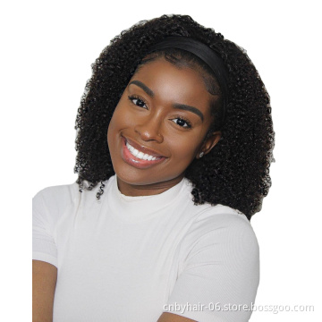 Headband Wigs Top Virgin Kinky Curly 150% Density Natural Color Human Hair For Black Women Machine Made Wig Wholesale Vendors